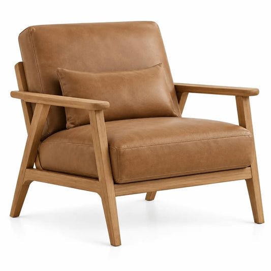 Sillón con estructura abierta con patas elevadas, marrón - hewnandharmonious